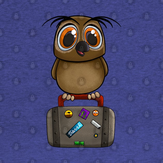 Happy Owl Ready to Travel and Go On a Trip by Fun4theBrain